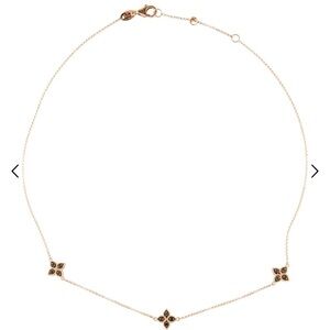 Roberto coin 18k rose gold princess necklace with black and white diamonds